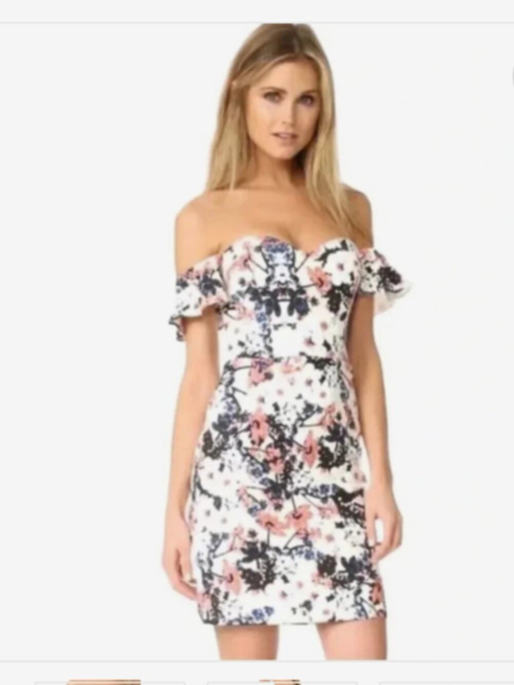 Parker Floral Off Shoulder Savina Dress Wisteria L